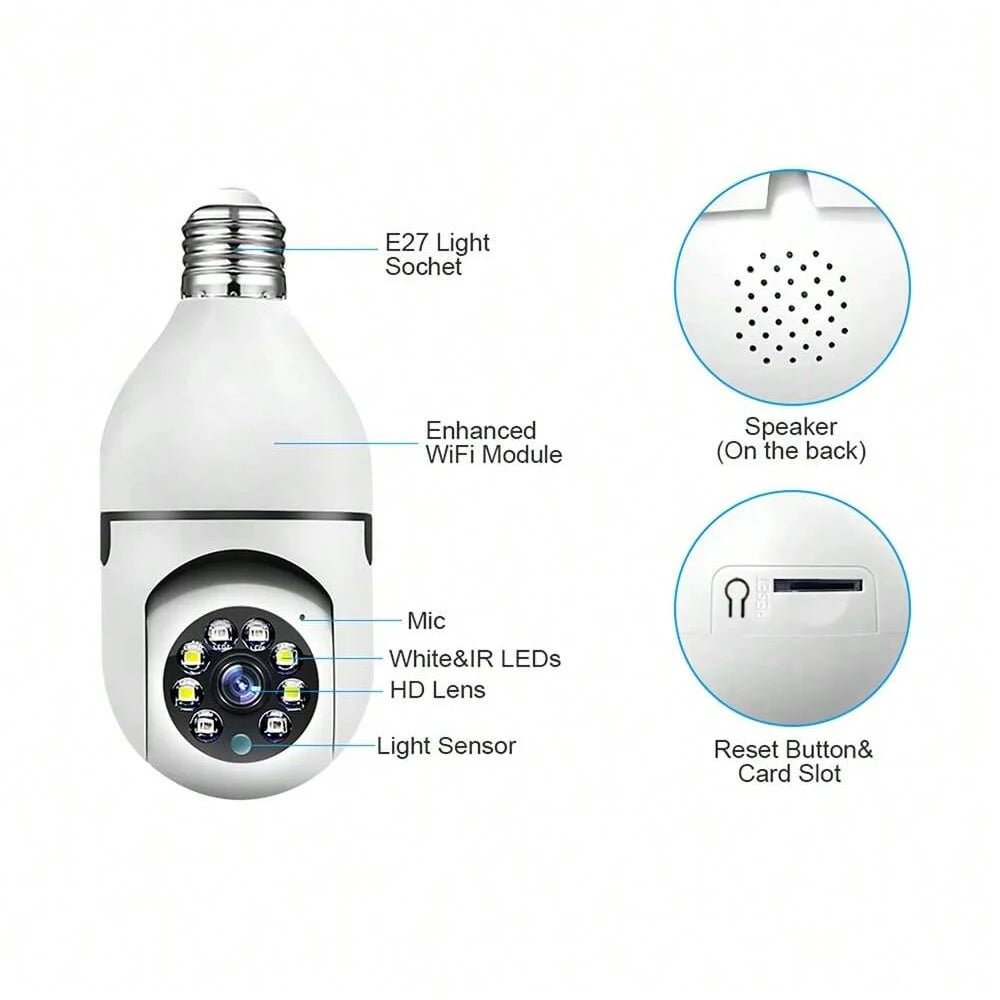 Tuya Smart Home 2.4G E27 Bulb Wifi Surveillance Camera HD Night Security Video Surveillance Supprt Two Way Audio Mobile Motion