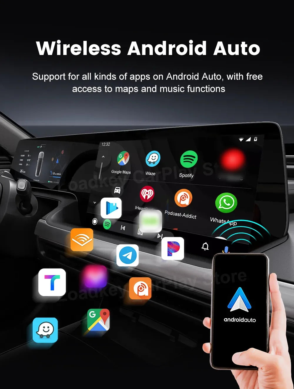 Carlinkit 5 2air Wireless CarPlay Android Auto Wireless Box 2in 1 Adapter 2-Channel Work Waze Spotify 5.8Ghz WiFi BT5.0 Siri GPS