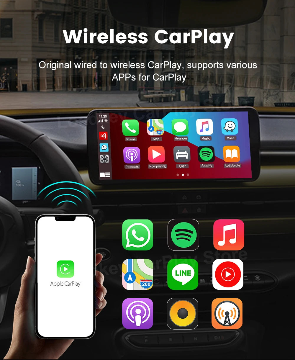 Carlinkit 5 2air Wireless CarPlay Android Auto Wireless Box 2in 1 Adapter 2-Channel Work Waze Spotify 5.8Ghz WiFi BT5.0 Siri GPS