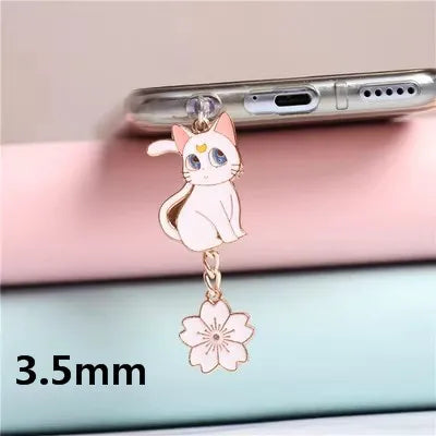 Moon Cat Anime Dust Plug Charm Kawaii Charge Port Plug For iPhone Anti Dust Cap Type C Dust Protection Stopper Phone Pendant