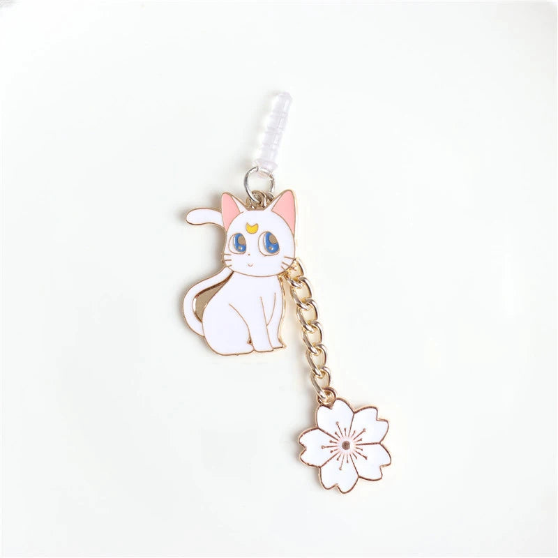 Moon Cat Anime Dust Plug Charm Kawaii Charge Port Plug For iPhone Anti Dust Cap Type C Dust Protection Stopper Phone Pendant