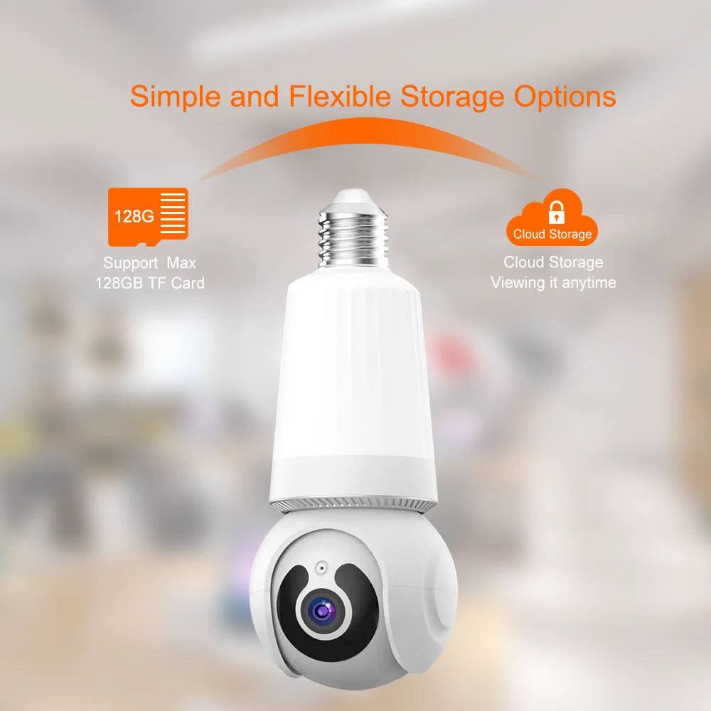 Tuya Smart Home 2.4G E27 Bulb Wifi Surveillance Camera HD Night Security Video Surveillance Supprt Two Way Audio Mobile Motion