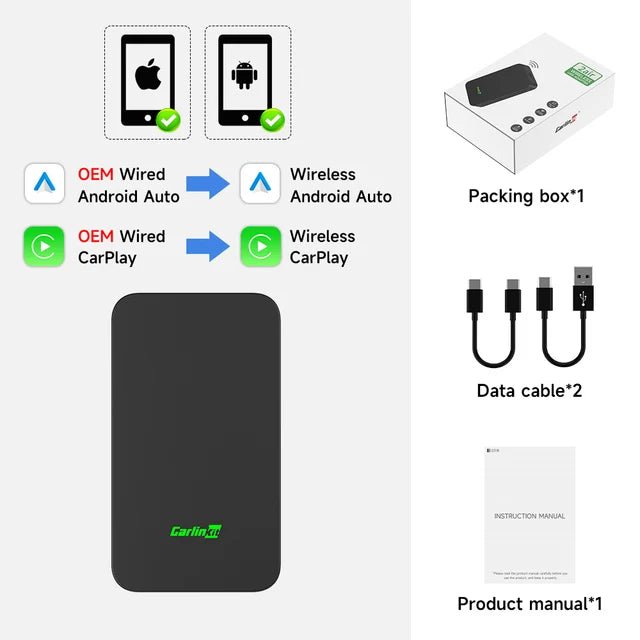 Carlinkit 5 2air Wireless CarPlay Android Auto Wireless Box 2in 1 Adapter 2 - Channel Work Waze Spotify 5.8Ghz WiFi BT5.0 Siri GPS - NEW COLLECTION EXPRESS