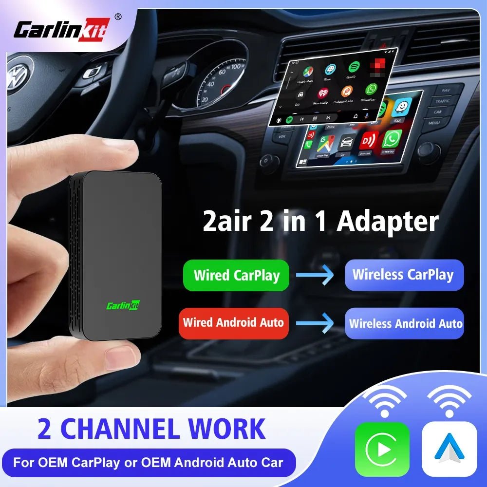 Carlinkit 5 2air Wireless CarPlay Android Auto Wireless Box 2in 1 Adapter 2 - Channel Work Waze Spotify 5.8Ghz WiFi BT5.0 Siri GPS - NEW COLLECTION EXPRESS