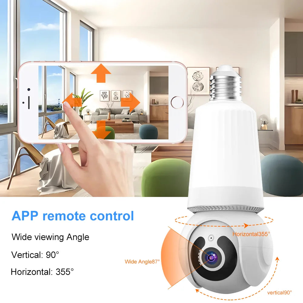 Tuya Smart Home 2.4G E27 Bulb Wifi Surveillance Camera HD Night Security Video Surveillance Supprt Two Way Audio Mobile Motion