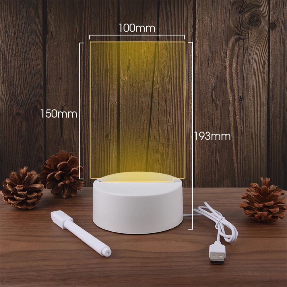 Transparent Luminous LED Night Lights USB Luminous Acrylic Night Light Erasable Write Message Board Calendar Desktop Ornaments - NEW COLLECTION EXPRESS