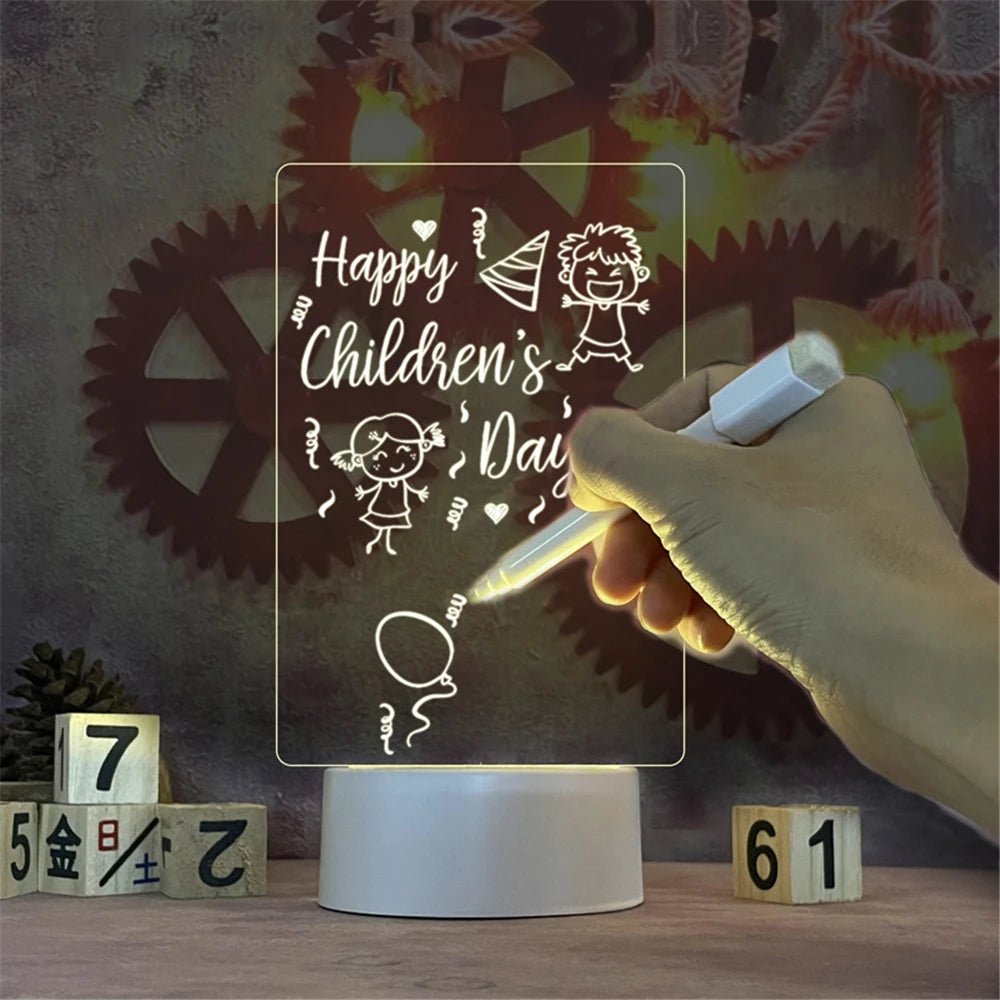 Transparent Luminous LED Night Lights USB Luminous Acrylic Night Light Erasable Write Message Board Calendar Desktop Ornaments - NEW COLLECTION EXPRESS