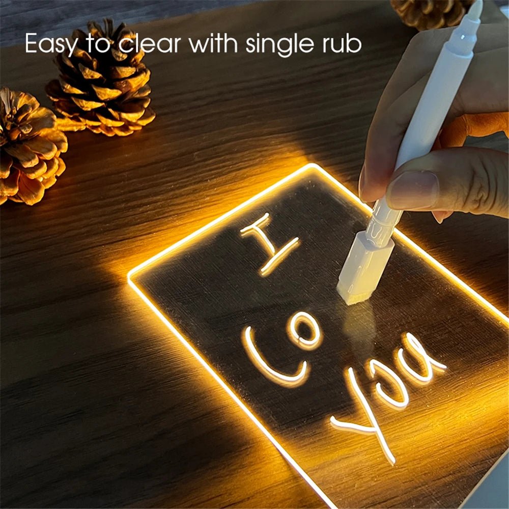 Transparent Luminous LED Night Lights USB Luminous Acrylic Night Light Erasable Write Message Board Calendar Desktop Ornaments - NEW COLLECTION EXPRESS