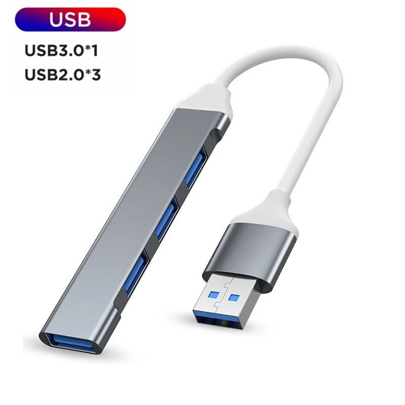 USB - A 3.0/2.0 Hub To Type C 5Gbps High Speed Transfer Data OTG Adapter Cable For Mobile Phone MacBook Pc Laptop Splitter 4 Ports - NEW COLLECTION EXPRESS