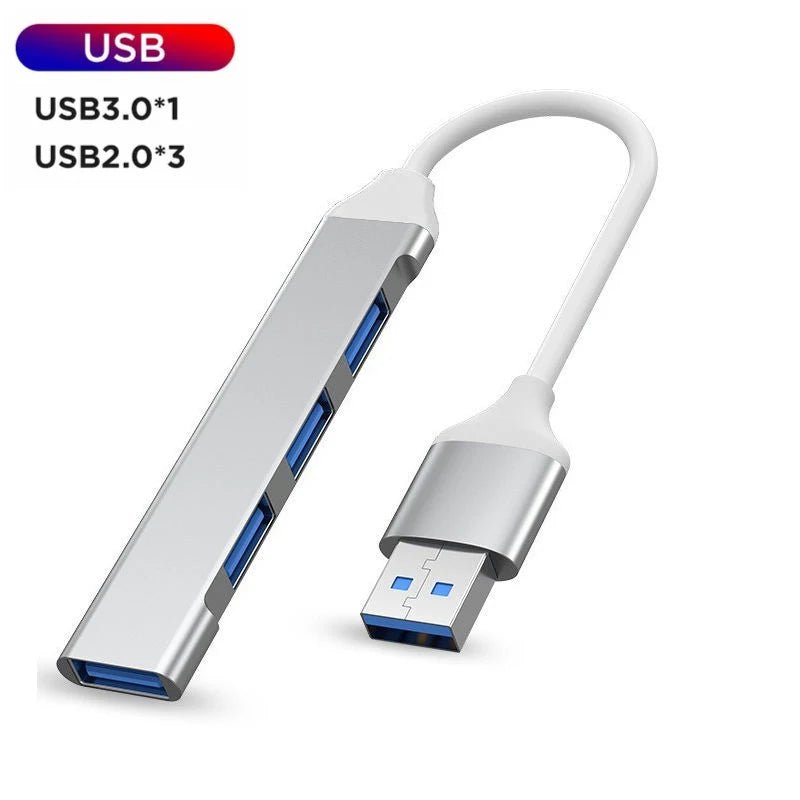 USB - A 3.0/2.0 Hub To Type C 5Gbps High Speed Transfer Data OTG Adapter Cable For Mobile Phone MacBook Pc Laptop Splitter 4 Ports - NEW COLLECTION EXPRESS