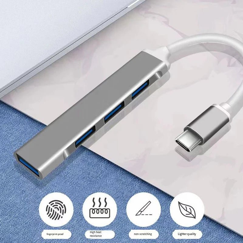 USB - A 3.0/2.0 Hub To Type C 5Gbps High Speed Transfer Data OTG Adapter Cable For Mobile Phone MacBook Pc Laptop Splitter 4 Ports - NEW COLLECTION EXPRESS