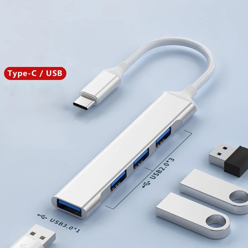 USB - A 3.0/2.0 Hub To Type C 5Gbps High Speed Transfer Data OTG Adapter Cable For Mobile Phone MacBook Pc Laptop Splitter 4 Ports - NEW COLLECTION EXPRESS