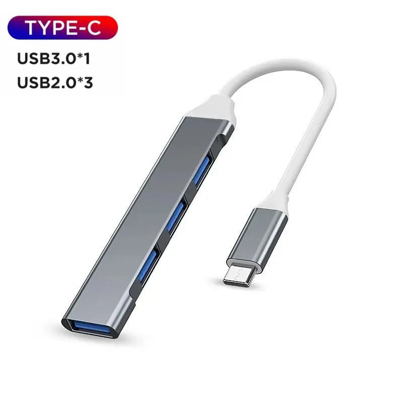 USB - A 3.0/2.0 Hub To Type C 5Gbps High Speed Transfer Data OTG Adapter Cable For Mobile Phone MacBook Pc Laptop Splitter 4 Ports - NEW COLLECTION EXPRESS